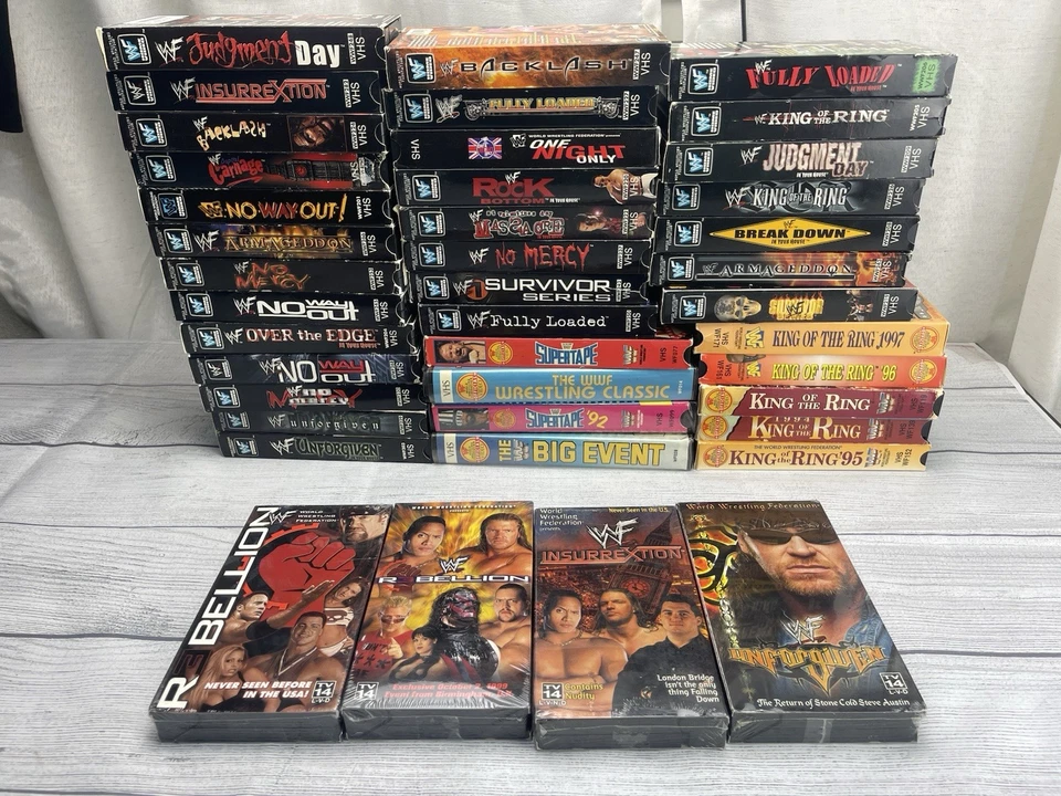 WWF WWE VHS LOT 41 TAPES COLOSSEUM SUPERTAPE BIG Event King OF THE HILL CAPITAL - Image 1 of 4