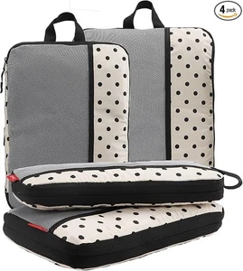 4PCS U+U Compression Packing Cubes, Ultralight Travel Organizers, Polka Dots - Bild 1 von 8