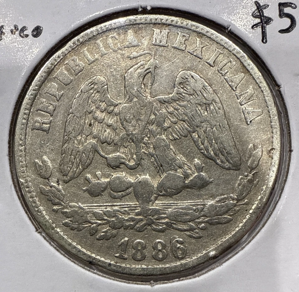 1886 Pi 50 Centavos Mexico Silver 50C Coin - Potosi Mint - Image 1 of 4
