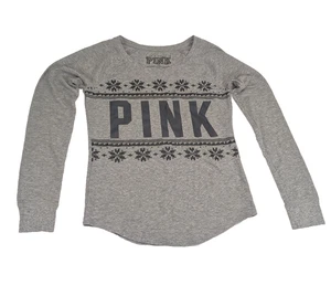 Victoria’s Secret PINK Thermo Schlaf Top grau Fair Isle Langarm M - Bild 1 von 6
