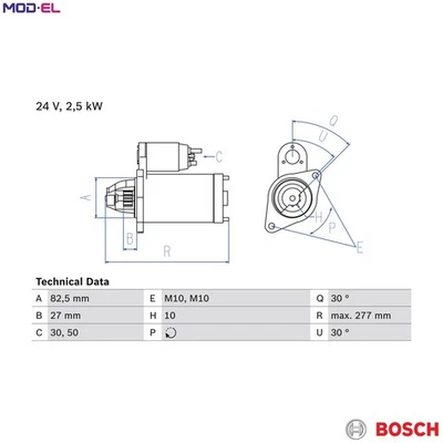 STARTER 0 986 013 390 FOR MERCEDES-BENZ G-CLASS/Cabrio/SUV PUCH 2.5L 5cyl 3.0L - Image 1 of 4