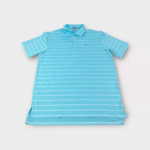 Peter Millar Summer Comfort Polo Golf Blue Stripes Forsyth 1913 Men Size Large - Picture 1 of 10