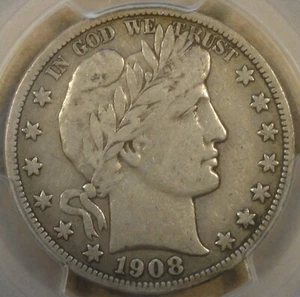 1908-S Barber Half Dollar 50c PCGS Certified VF20 - Picture 1 of 4