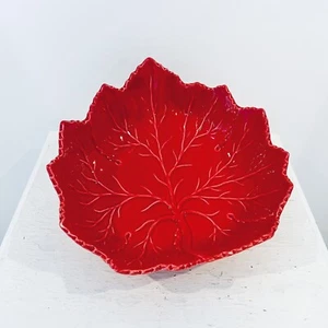 Vtg Olfaire Red Cabbage Leaf Majolica Bowl Large 11” Bordallo Fall Thanksgiving - Picture 1 of 4