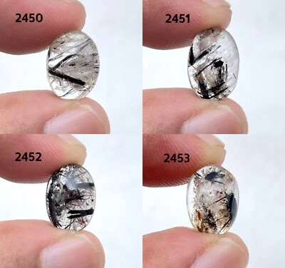 Natural Black Rutilated Quartz Smooth Cabochon, Wholesale  Loose Gemstone - Image 1 of 4