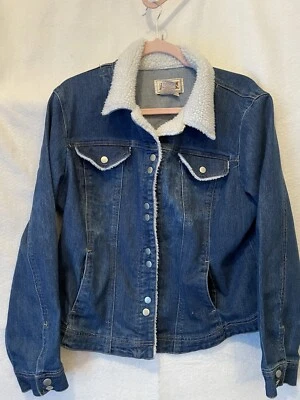 Chaqueta vaquera AMI Sherpa para mujer TALLA GRANDE detalles a presión parcialmente forrada Denim Foto 1 de 4