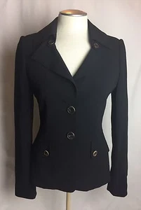ESCADA Black Wool Fitted Jacket Blazer Size 34 - Picture 1 of 6