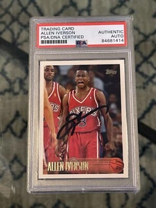 Allen Iverson Signed 1996 Topps #171 Philadelphia 76ers Rookie Card PSA/DNA - Picture 1 of 3