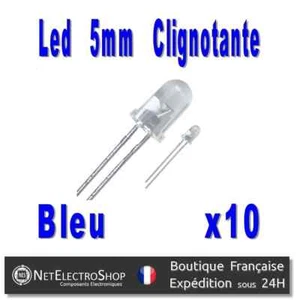 10x Led 5mm Bleues clignotantes 7000mcd - Imagen 1 de 1