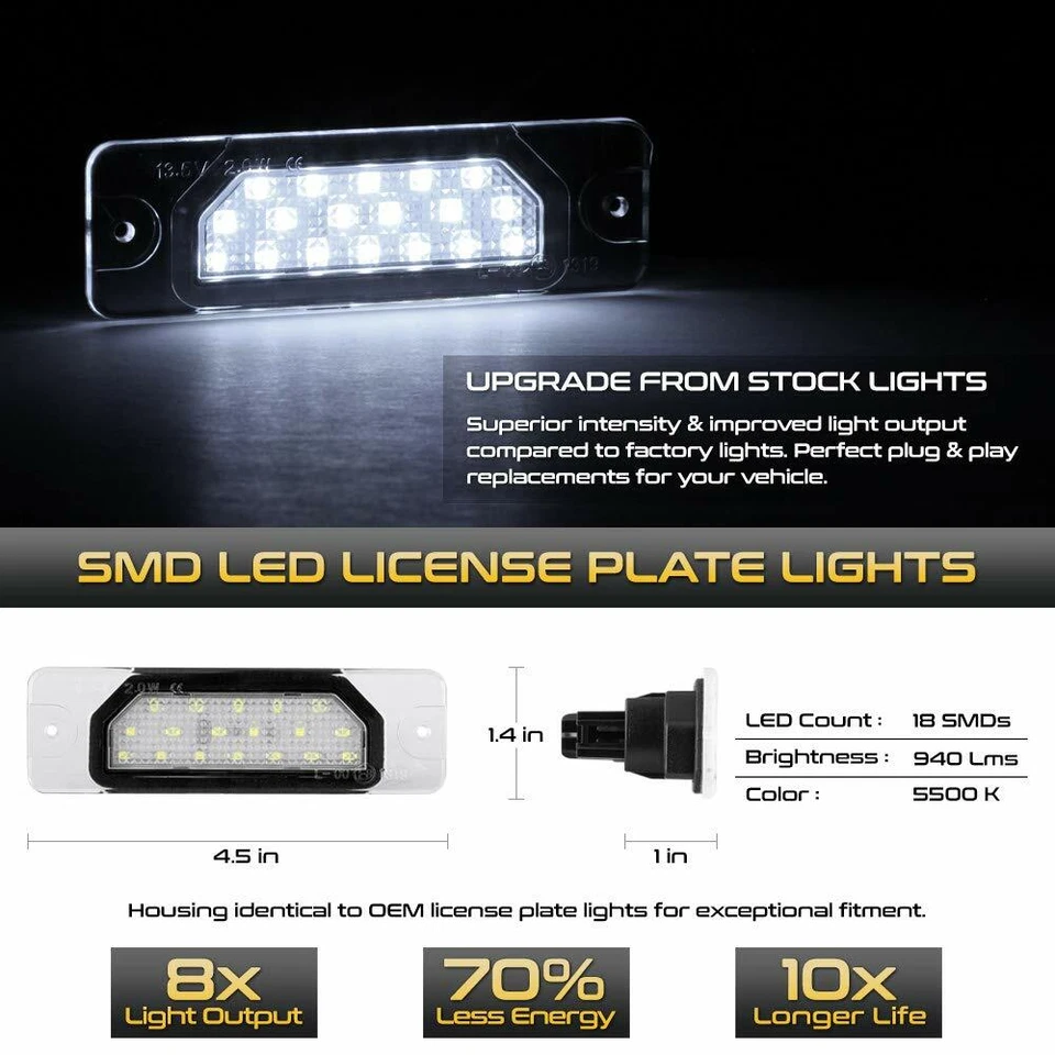 2 peças lâmpada LED número placa de licença para Infiniti Fx35 Fx45 Q45 I30 I35 Q70 - Imagem 1 de 4