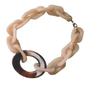 Vintage Retro Lucite  Amber Chunky Link Chain  Chocker Necklace 19" - Picture 1 of 14