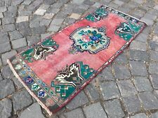 Turkish floor rug, Vintage small rug, %100 wool handmade, Doormats, 1,6 x 3,5 ft