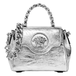 Versace La Medusa Silver Metallic Top Handle Handbag NWT - Picture 1 of 6