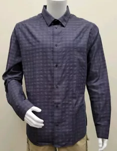 Camicia da uomo H&M slim fit taglia XL 43/44 nera viola scuro a maniche lunghe a scacchi - Foto 1 di 3