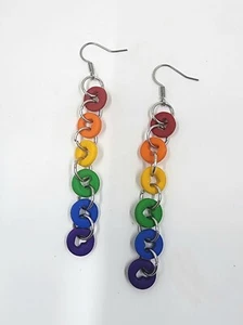 Pride Heart Earrings - Circle Heart Cutout - LGBTQ - Rainbow - Picture 1 of 5