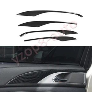 Fit For Lincoln MKZ 2014-2020 Carbon Fiber Interior Door Panel Cover Trim 4PCS - Picture 1 of 8