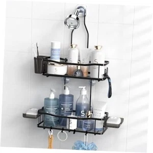 Hanging Shower Caddy Bathroom Organizer: Rustproof Shower Shelf Racks Black - Picture 1 of 7