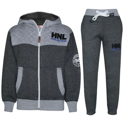 Niño Diseño Chándal Carbón Y Chaqueta Gris Top Parte Inferior 5-13 - Imagen 1 de 2