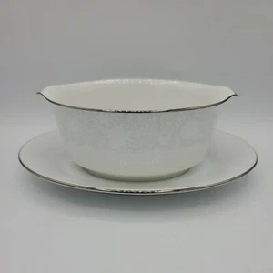 Gravy Boat Noritake Ravel 2213 White Blue Floral Embossed Vintage 1970s - Picture 1 of 7