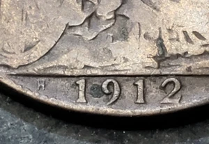 1912 H GREAT BRITAIN ONE PENNY COIN  LOWER MINTAGE BETTER DATE MINT #8 - Picture 1 of 3