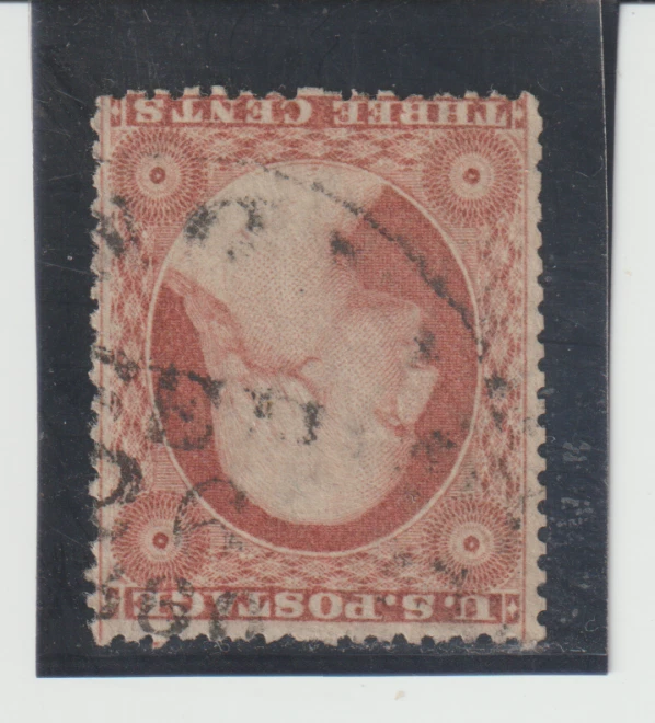 US Scott #26a Used 22-1861  MS. SON  CXL 1857-61 3¢ Washington - Image 1 of 1