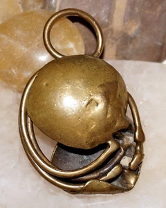1970's Vintage ARTISAN CUSTOM CRAFTED Brass Brutalist Modern Pendant - Picture 1 of 8