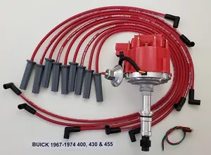 BUICK 1967-1976 400 430 455 RED BIG BLOCK HEI DISTRIBUTOR + 8.5mm Plug Wires USA - Picture 1 of 2