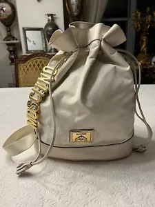 Moschino Borsa a secchio grande con cordino rosso beige nylon e pelle vintage - Foto 1 di 12