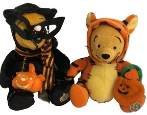 Winnie The Pooh HALLOWEEN Tigre Gatto Beanbag Peluche Vintage con Etichette Parchi Disney - Foto 1 di 19