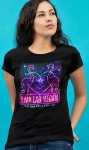 DEADSTAR CLOTHING 'VIVA LAS VEGAN' LADIES FITTED BLACK T-SHIRT SIZE LARGE *NEW - Picture 1 of 3