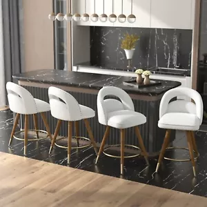 24''Modern Bar Stools Set of 4, Counter height stools for Kitchen Island, White - Picture 1 of 5