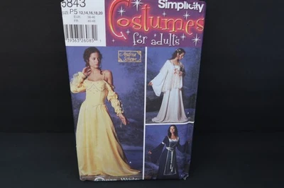Simplicity 5843 Size P5 12-20 UNCUT Renaissance Medieval Dress Costume Cosplay - Image 1 of 4