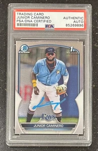 Junior Caminero Signed 2023 Bowman Chrome Prospects #BCP61 RC (PSA) Rookie Card - Bild 1 von 2