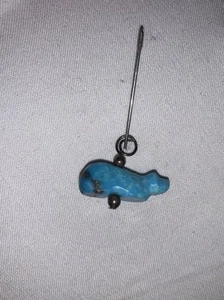 Turquoise Carved Bear Effigy Handmade Charm - Picture 1 of 7