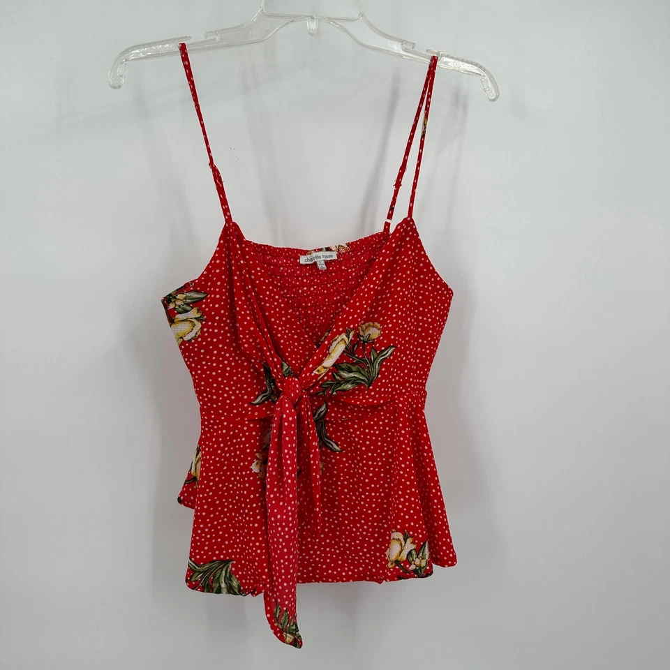 Top de muñeca bebé Charlotte Russe para mujer Y2K talla L rojo a lunares floral recortado  Foto 1 de 4