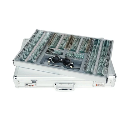 Juego de lentes de prueba ópticas de prueba de optometría 266 piezas con borde de metal estuche de aluminio Foto 1 de 4