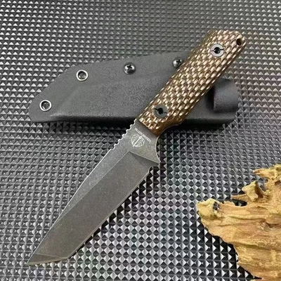 Cuchillo EDC Portátil para Camping Exterior con Mango de Lino Foto 1 de 4
