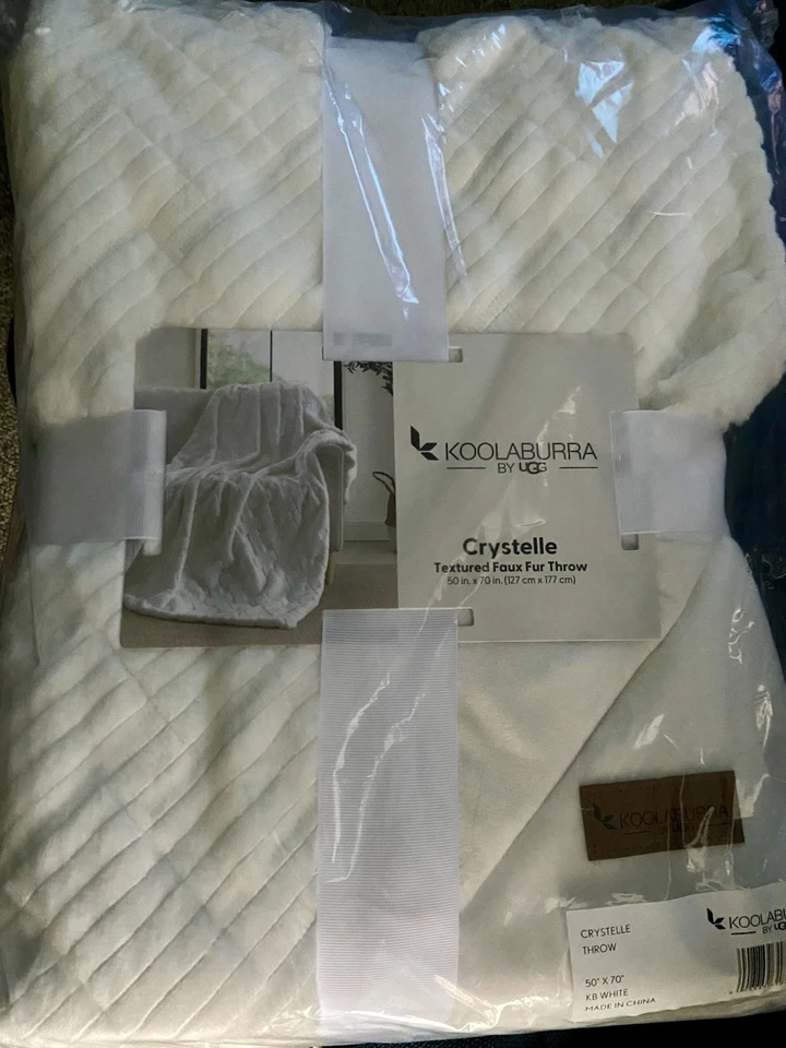 Koolaburra by UGG Crystelle Faux Fur Texturized White Throw Blanket 50"x70" NWT - Image 1 of 1