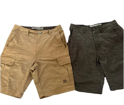 Pantalones Cortos Par Honolua Hawaii Brn Negro Chino Poliéster Mezcla Algodón Talla 31 Bolsillo Foto 1 de 4