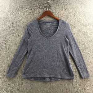 American Eagle Soft & Sexy Plush Long Sleeve T-Shirt Womens S Blue V-Neck Casual - Picture 1 of 14
