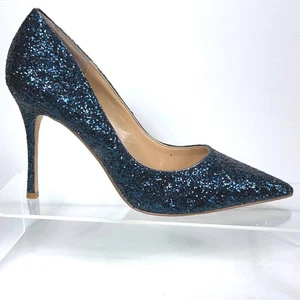 Jewel Badgley Mischka Azalea blu acqua glitter tacco a spillo decolte donna taglia 8 - Foto 1 di 12
