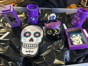 Lote decoración Halloween candelabros, calaveras de azúcar, búhos fantasma bruja - Imagen 1 de 9