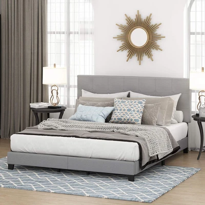 Laval Button Tufted Upholstered Platform Bed Frame, California King, Glacier - Image 1 of 4
