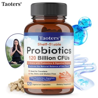 TAOTERS Probiotics 120 Billion CFUs For Men Women 34 Strains Immune Digestive Health