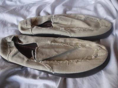 Мужские мокасины Hawk бежевые холщовые тапочки размер 12 M - Изображение 1 из 4