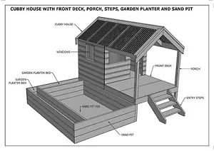 CUBBY HOUSE & SAND PIT COMBO - Costruisci con i tuoi bambini - Piani di costruzione completi V2 - Foto 1 di 12
