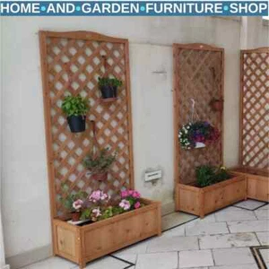 Tall Wooden Garden Planter with Trellis Climbing Frame Raised Bed Brown - Picture 1 of 10