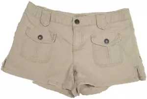 AMERICAN EAGLE VTG Y2K BEIGE 4 POCKET SHORTS WOMENS SZ 0 - Picture 1 of 3