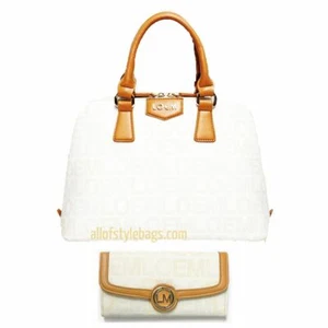 ivy beige LOEM signature Print trapezoid white L wallet shoulder Bag handbag set - Bild 1 von 7