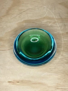 Italian Glass Bowl MCM Sommerso Hovering UFO vintage Ash Tray Blue Green Art - Picture 1 of 17